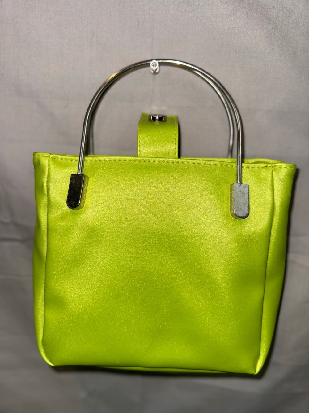 LA RUE Lime Green Purse with Metal Handles